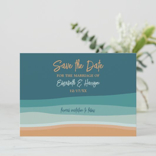 Save The Date Mariage Abstrait Ocean Beach (Debout devant)