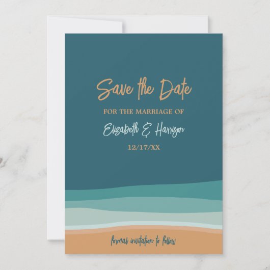 Save The Date Mariage Abstrait Ocean Beach (Devant)