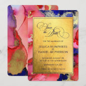 Save The Date *Mariage Abstrait Or Royal Plat* (Devant / Derrière)