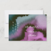 Save The Date Mariage Abstrait Violet & Sarcelle Humeur (Devant)