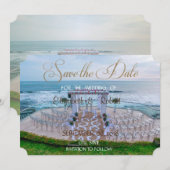 Save The Date Mariage Adorable à la Plage, Arche Fleurie Enregis (Devant / Derrière)