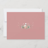 Save The Date Mariage aérien floral rose poussiéreux blanc orné (Dos)