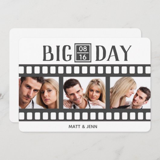 Save The Date Mariage Ajouter 3 Photos Film Amusant Enregistrer  (Devant / Derrière)