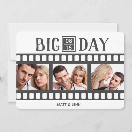 Save The Date Mariage Ajouter 3 Photos Film Amusant Enregistrer  (Devant)