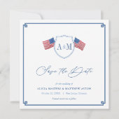 Save The Date Mariage Américain Classique Rouge Blanc Bleu (Devant)