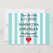 Save The Date Mariage Amour Cœur Rouge Plage Sableuse Bleu Mouss (Devant)