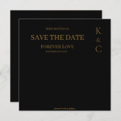 Save The Date Mariage Amour Noir Pour Toujours Enregistrer La Da (Devant / Derrière)