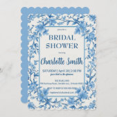 Save The Date mariage ancien de style chinoiserie bleu et blanc (Devant / Derrière)