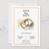 Save The Date Mariage Anneaux Elégant Mariage blanc (Devant)