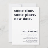 Save The Date Mariage | Annonce de report de mariage moderne (Devant)