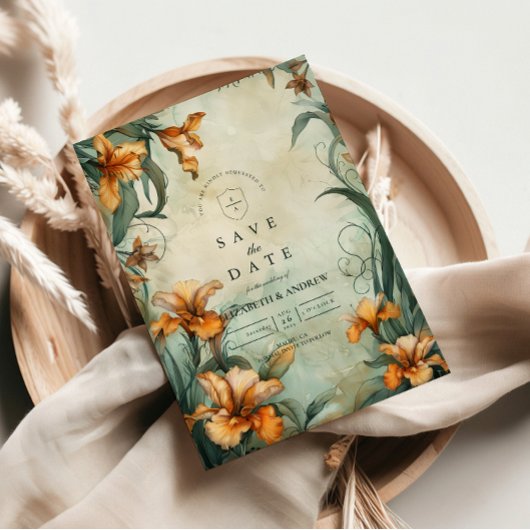 Save The Date Mariage Antique Botanique aux Lys