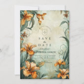 Save The Date Mariage Antique Botanique aux Lys (Devant)