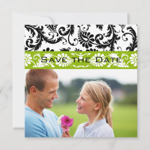 Save The Date Mariage Apple Green Damassé Tourbillons Enregistre