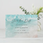 Save The Date Mariage Aquarelle à la Marée Moderne de l'Océan (Debout devant)