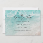 Save The Date Mariage Aquarelle à la Marée Moderne de l'Océan (Devant)