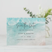 Save The Date Mariage Aquarelle à la Marée Moderne de l'Océan (Debout devant)