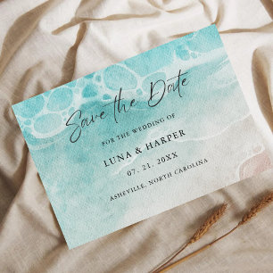 Save The Date Mariage Aquarelle à la Marée Moderne de l'Océan