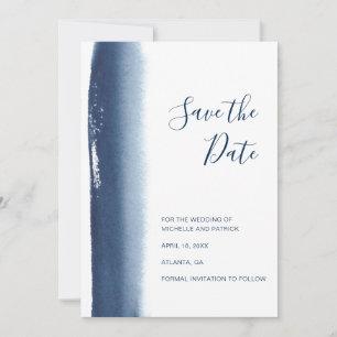 Save The Date Mariage Aquarelle Bleu Nuit Moderne