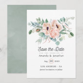 Save The Date Mariage aquarelle boho eucalyptus poppy (Devant / Derrière)