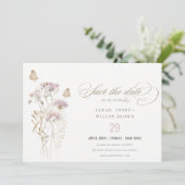 Save The Date Mariage aquarelle botanique de fougère de fleur sa (Debout devant)