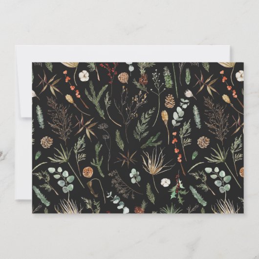 Save The Date Mariage aquarelle botanique noir moderne photo S (Dos)