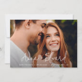 Save The Date Mariage aquarelle botanique noir photo moderne (Devant)