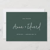Save The Date Mariage aquarelle botanique vert moderne minimalis (Devant)