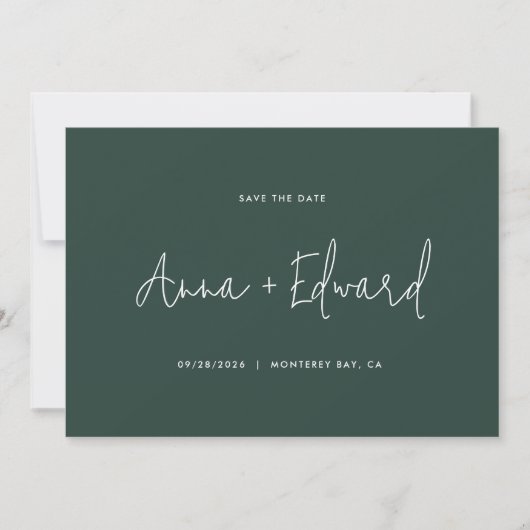 Save The Date Mariage aquarelle botanique vert moderne minimalis (Devant)