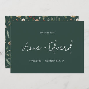 Save The Date Mariage aquarelle botanique vert moderne minimalis