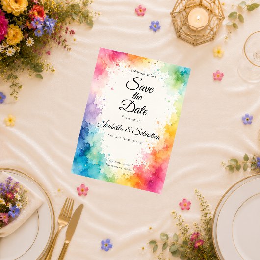 Save The Date Mariage Aquarelle Coloré