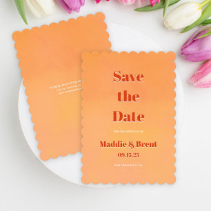 Save The Date Mariage Aquarelle Coucher de Soleil Orange Moderne