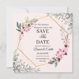 Save The Date Mariage aquarelle de fleurs minimaliste