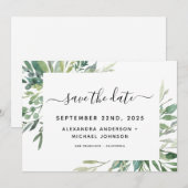 Save The Date Mariage aquarelle de verdure botanique à conserver (Devant / Derrière)