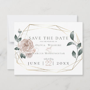 Save The Date MARIAGE   Aquarelle Dusty Rose rose pâle