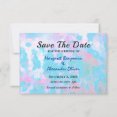Save The Date Mariage aquarelle élégant bleu rose cercles (Devant)