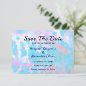 Save The Date Mariage aquarelle élégant bleu rose cercles (Debout devant)