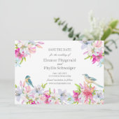 Save The Date Mariage Aquarelle Lilies (Debout devant)