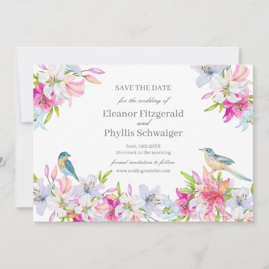 Save The Date Mariage Aquarelle Lys  (Devant)