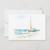 Save The Date Mariage aquarelle moderne de plage côtière (Dos)