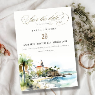 Save The Date Mariage aquarelle paysage San Juan Porto Rico