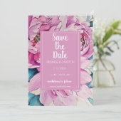 Save The Date Mariage Aquarelle Pink Peonies (Debout devant)