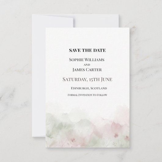 Save The Date Mariage Aquarelle Rose (Devant)