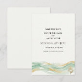 Save The Date Mariage Aquarelle Vert D'eau Et Or (Devant / Derrière)