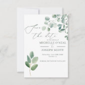 Save The Date Mariage aquarelle vert sauge eucalyptus (Devant)