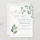 Save The Date Mariage aquarelle vert sauge eucalyptus (Devant)