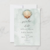 Save The Date Mariage aquatique moderne Coastal Seashell (Devant)