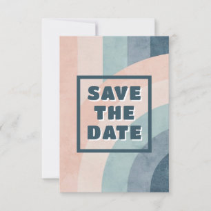 Save The Date Mariage arc-en-ciel vintage les années 70