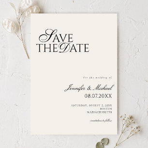 Save The Date Mariage Argent Ancien Noir et Ivoire