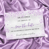 Save The Date Mariage argent violet scintillant élégant