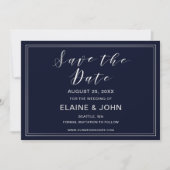 Save The Date Mariage Argenté Classique Navy save the dates (Devant)